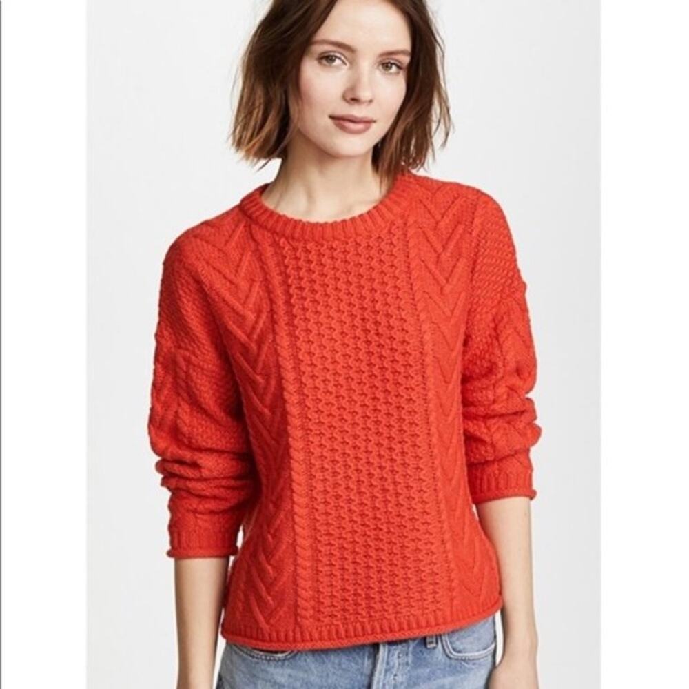Madewell Cableknit Pullover Poppy Crew Sweater Size XS